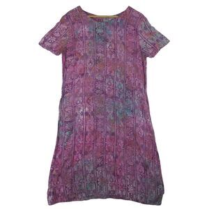 Piramide Clothing Company Shift Dress Womens Medium Pink Blue Casual Boho Hippie